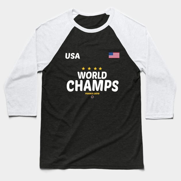 USA World Champs Women's Soccer Baseball T-Shirt by Rebrand